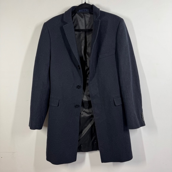 Red Herring Blue Wool Blend Long Coat EU 46 UK 36 Chest Tailored Classic - Picture 2 of 16